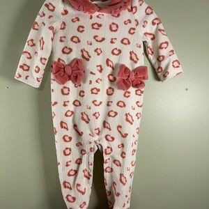 Baby Starters Pink and White Footie Pajama with Decorative Bows